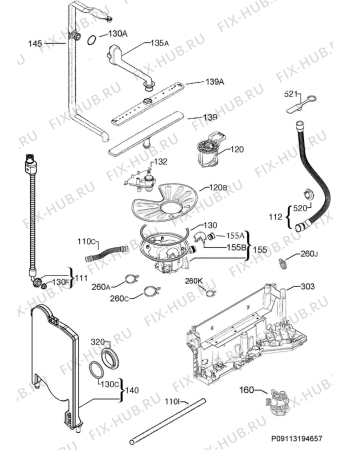 Взрыв-схема посудомоечной машины Ikea MEDELSTOR 40299362 - Схема узла Hydraulic System 272