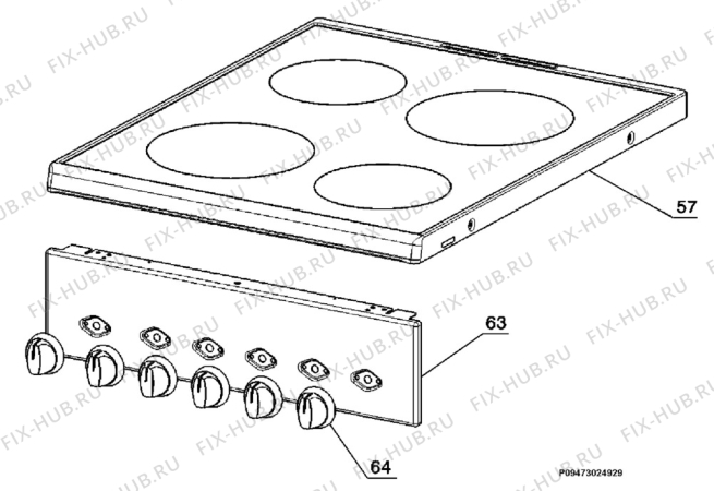 Взрыв-схема плиты (духовки) Faure CVC475W - Схема узла Section 4