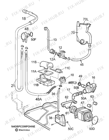 Взрыв-схема посудомоечной машины Electrolux ESF2410 - Схема узла W20 Pump, Water softener