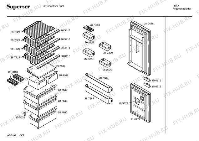 Взрыв-схема холодильника Superser 5FG7721 - Схема узла 02