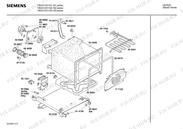 Взрыв-схема плиты (духовки) Siemens HS451231 - Схема узла 03