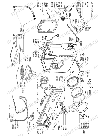 Схема №1 AWG 852/1 OS с изображением Ручка (крючок) люка для стиральной машины Whirlpool 481249878618
