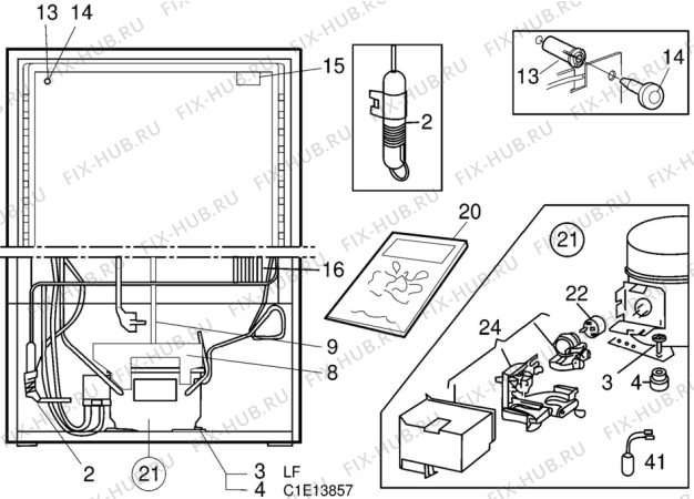 Взрыв-схема холодильника Zanussi ZFC375 - Схема узла C10 Cold, users manual