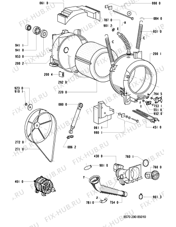 Взрыв-схема стиральной машины Whirlpool AWM 290/3 - Схема узла