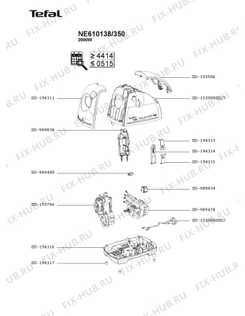 Взрыв-схема мясорубки Tefal NE610138/350 - Схема узла TP004927.7P3