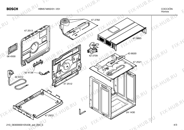 Взрыв-схема плиты (духовки) Bosch HBN574850 - Схема узла 03