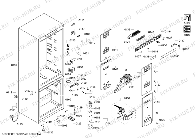 Схема №1 P1KNB4927B с изображением Дверь для холодильника Bosch 00710518