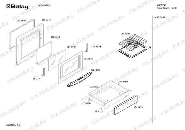 Схема №3 3CL452B с изображением Инструкция по эксплуатации для плиты (духовки) Bosch 00528831
