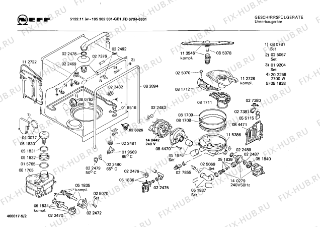 Схема №3 195302331 5122.11IW с изображением Панель для посудомойки Bosch 00117708