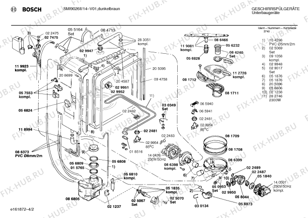 Схема №2 SMI9026II с изображением Крышка для электропосудомоечной машины Bosch 00286311