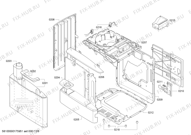 Взрыв-схема кофеварки (кофемашины) Siemens TE717209RW EQ.7 Plus aromaSense Z-series - Схема узла 02