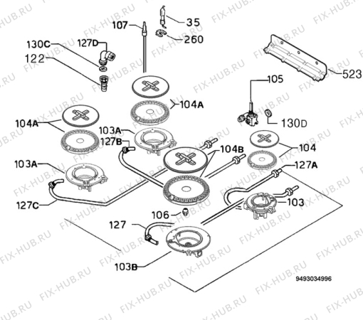 Взрыв-схема плиты (духовки) Electrolux EHG6720X - Схема узла Functional parts 267