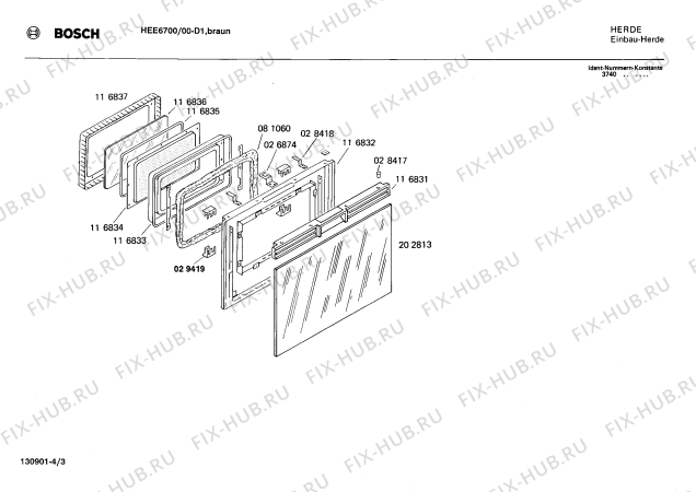 Взрыв-схема плиты (духовки) Bosch HEE6700 - Схема узла 03