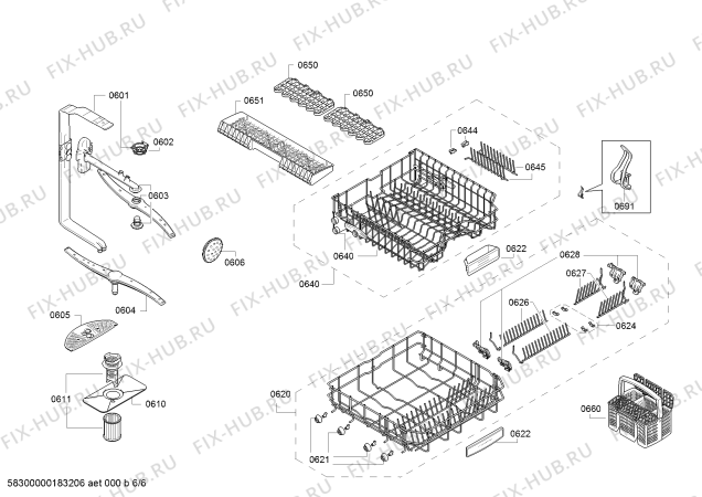 Взрыв-схема посудомоечной машины Bosch SMS53L82EU SuperSilence - Схема узла 06