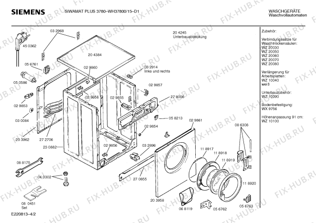 Схема №2 WH37800 SIWAMAT PLUS 3780 с изображением Панель управления для стиральной машины Siemens 00273956