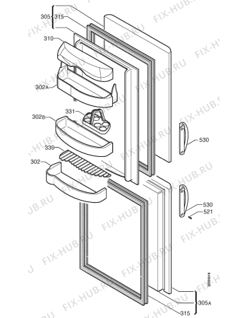 Взрыв-схема холодильника Electrolux ER7831B - Схема узла Door 003