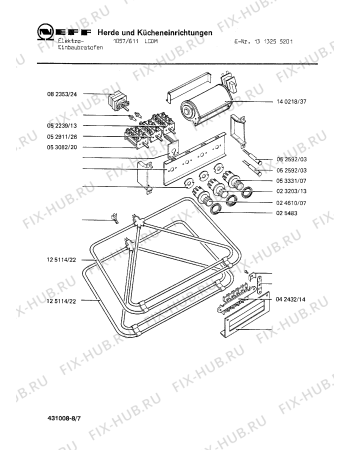 Взрыв-схема плиты (духовки) Neff 1313255201 1057/611LCDM - Схема узла 07
