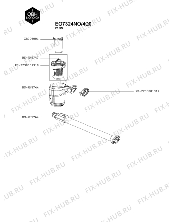 Схема №1 EO7324NO/4Q0 с изображением Моторчик для пылесоса Rowenta RS-2230001322