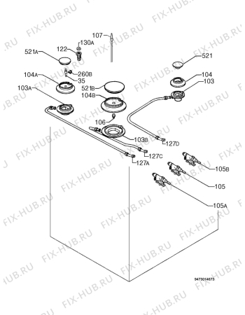 Взрыв-схема плиты (духовки) Electrolux EK6725 - Схема узла Functional parts 267