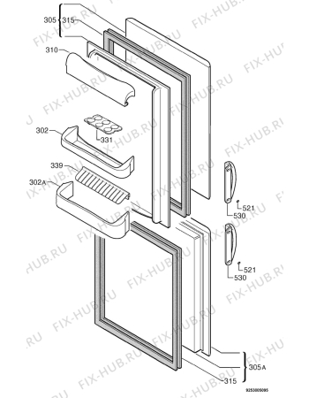 Взрыв-схема холодильника Tricity Bendix TB112FF - Схема узла Door 003