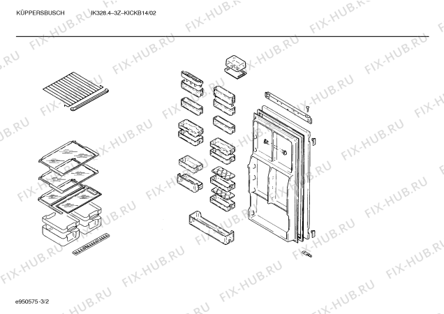 Схема №1 KICKB14 IK328.43Z с изображением Контейнер для холодильника Bosch 00096502