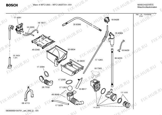 Взрыв-схема стиральной машины Bosch WFC1263IT Maxx 4 WFC 1263 - Схема узла 04