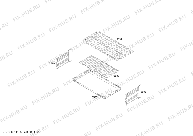 Взрыв-схема плиты (духовки) Bosch HSB745055E Bosch - Схема узла 05