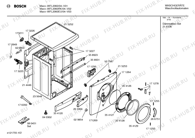 Схема №2 WFL2060 с изображением Панель управления для стиральной машины Bosch 00356095