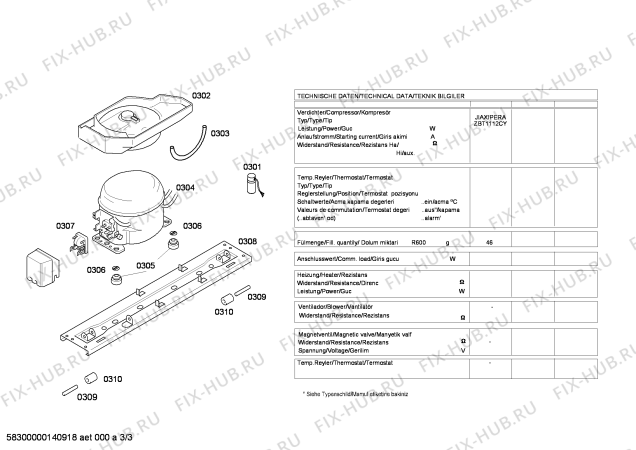 Взрыв-схема холодильника Bosch KGH34X04GB - Схема узла 03