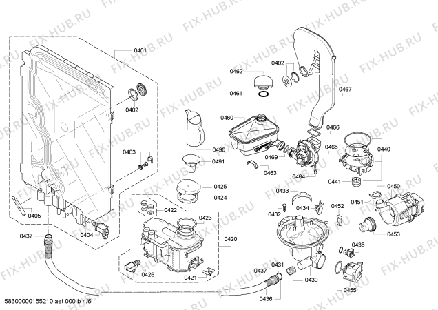Взрыв-схема посудомоечной машины Gaggenau DI460132 - Схема узла 04