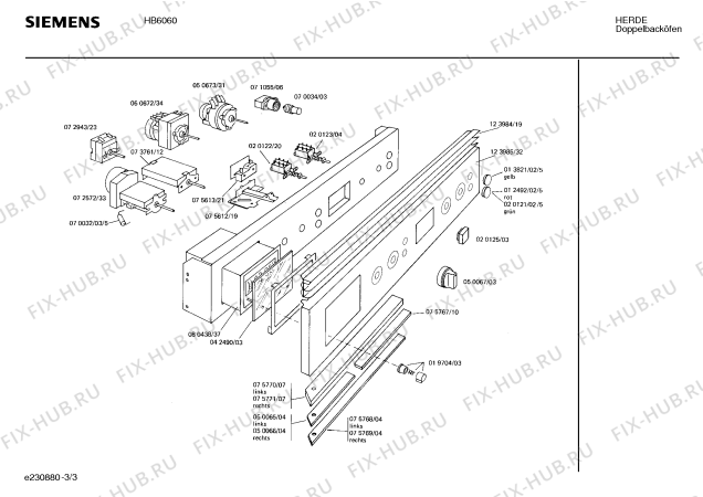 Взрыв-схема плиты (духовки) Siemens HB6060 - Схема узла 03