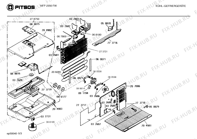 Взрыв-схема холодильника Pitsos NFP2350FW - Схема узла 03