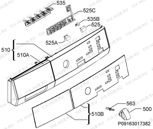 Взрыв-схема сушильной машины Aeg Electrolux T55540 - Схема узла Command panel 037