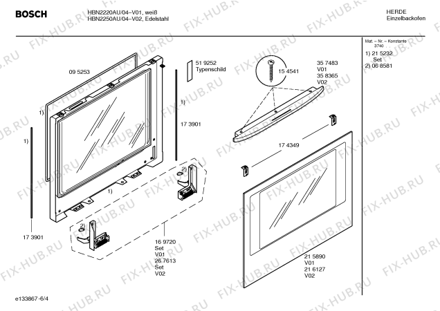 Схема №3 HBN2250AU с изображением Инструкция по эксплуатации для плиты (духовки) Bosch 00528502
