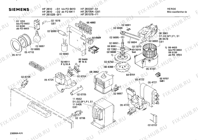 Схема №1 HF2610 с изображением Переключатель для свч печи Siemens 00027041
