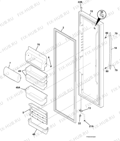 Взрыв-схема холодильника Electrolux ERL6296XX5 - Схема узла Refrigerator door