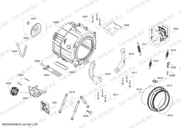 Взрыв-схема стиральной машины Bosch WAT28541OE - Схема узла 03