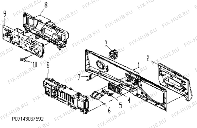 Взрыв-схема стиральной машины Zanussi ZWF164W - Схема узла Command panel 037