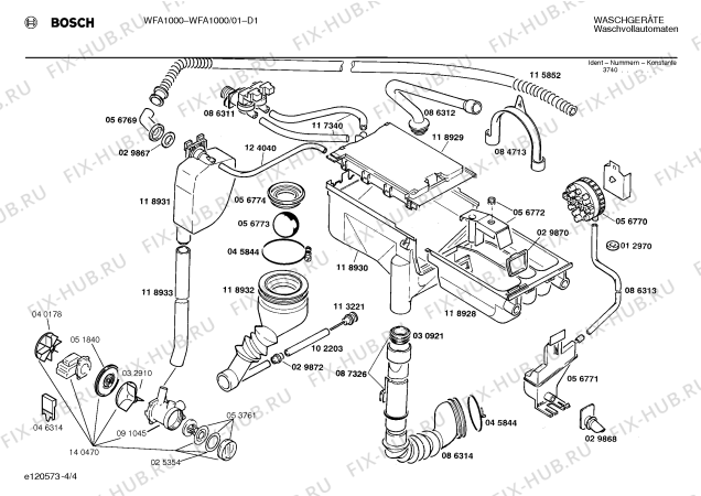 Схема №2 WFA1000 с изображением Инструкция по эксплуатации для стиральной машины Bosch 00514586