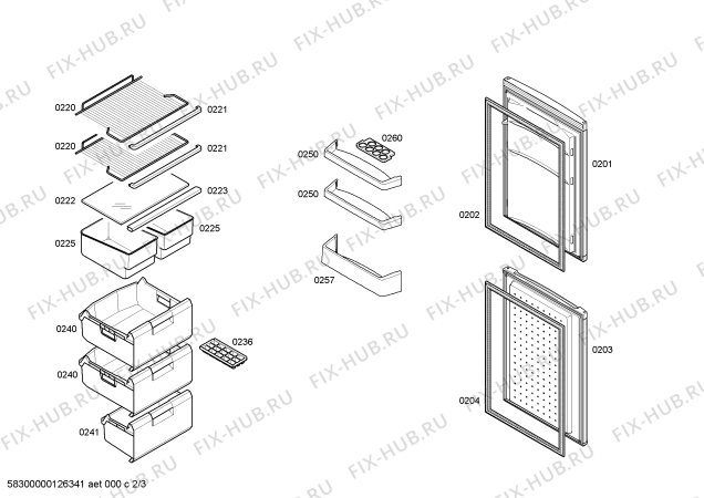 Схема №2 KG28VV00 с изображением Дверь для холодильника Siemens 00244179