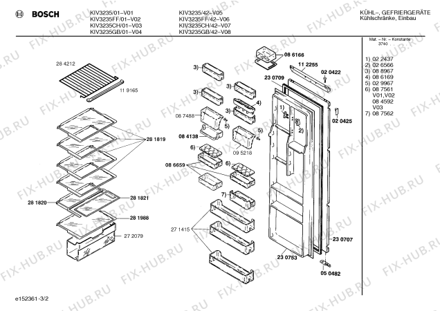 Взрыв-схема холодильника Bosch KIV3235FF - Схема узла 02