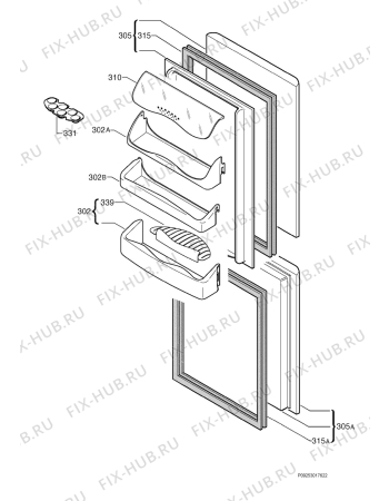 Взрыв-схема холодильника Zanussi Electrolux ZK18/8R3 - Схема узла Door 003