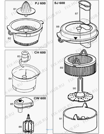 Взрыв-схема кухонного комбайна BRAUN TributeCollection food processor FP 3020 - Схема узла 4