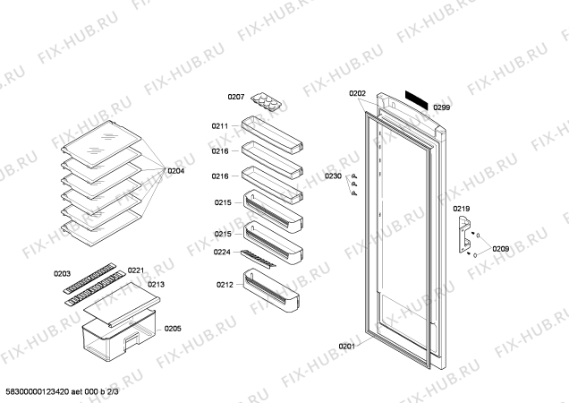 Схема №3 4FC16L50 с изображением Дверь для холодильной камеры Bosch 00245627