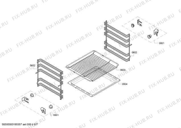 Взрыв-схема плиты (духовки) Siemens HX62W520T - Схема узла 06