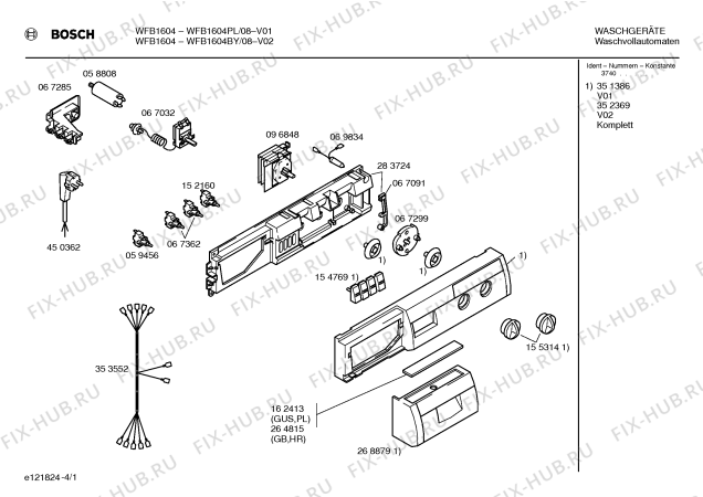 Схема №2 WFB1604PL WFB1604 с изображением Кабель для стиралки Bosch 00353552