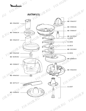 Взрыв-схема кухонного комбайна Moulinex AAT641(1) - Схема узла EP000213.8P2