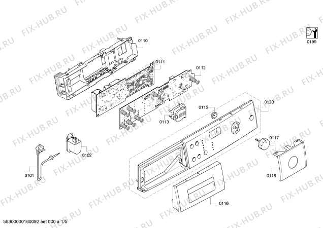 Схема №5 WAQ28370FG с изображением Панель управления для стиралки Bosch 11003361