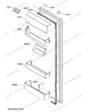 Взрыв-схема холодильника Electrolux ERC2195FOW - Схема узла Door 003