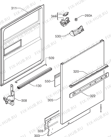 Взрыв-схема посудомоечной машины Privileg 138505 3 - Схема узла Door 003